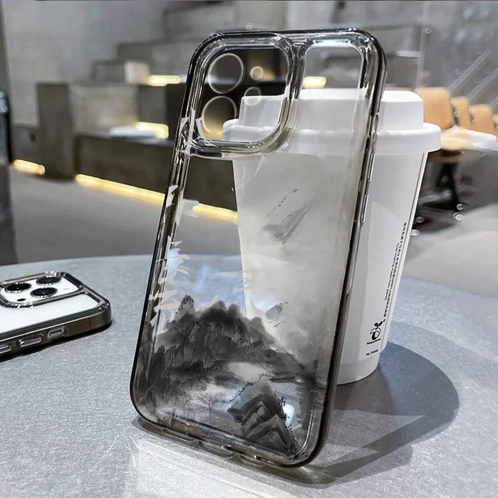 Przezroczyste etui na telefon iPhone 11, iPhone 15, 16, 13, 17, 12, 14 Pro Max Air XR XS X 7 8 SE, estetyczne, artystyczne, w stylu chińskim. — zdjęcie 2