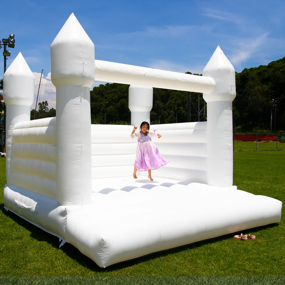 PVC Inflatable White Bounce House, Bouncy Castle with Blower for Kids, Jumping Bouncer for Adults, Wedding Party, Rental, 13ft