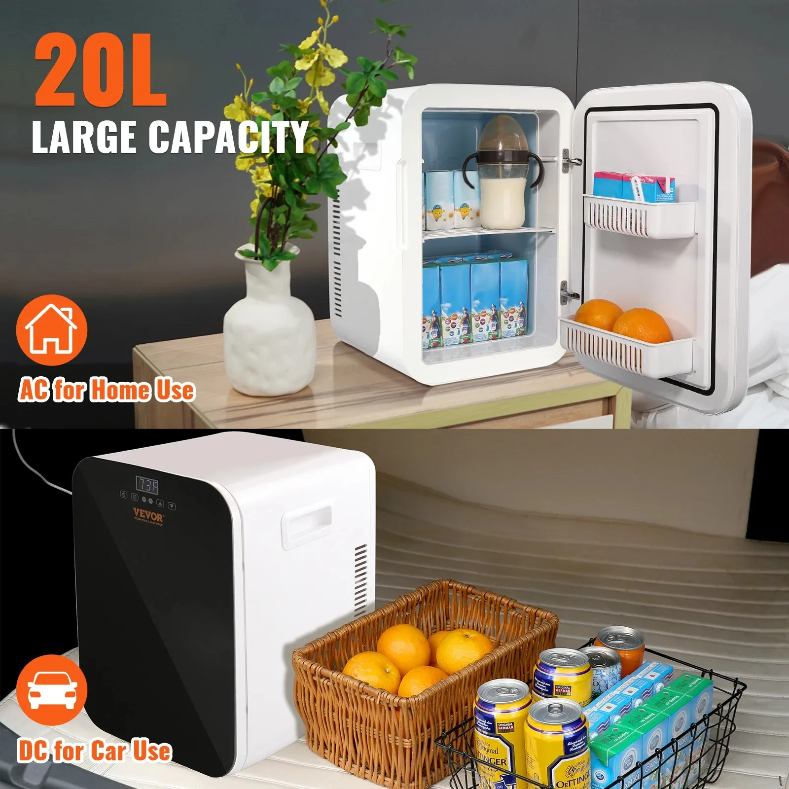 VEVOR 20L Mini Refrigerator Portable Freezer Cooler Ice Box Storing Skincare Cosmetic Food Drink for Camping Home Car Use