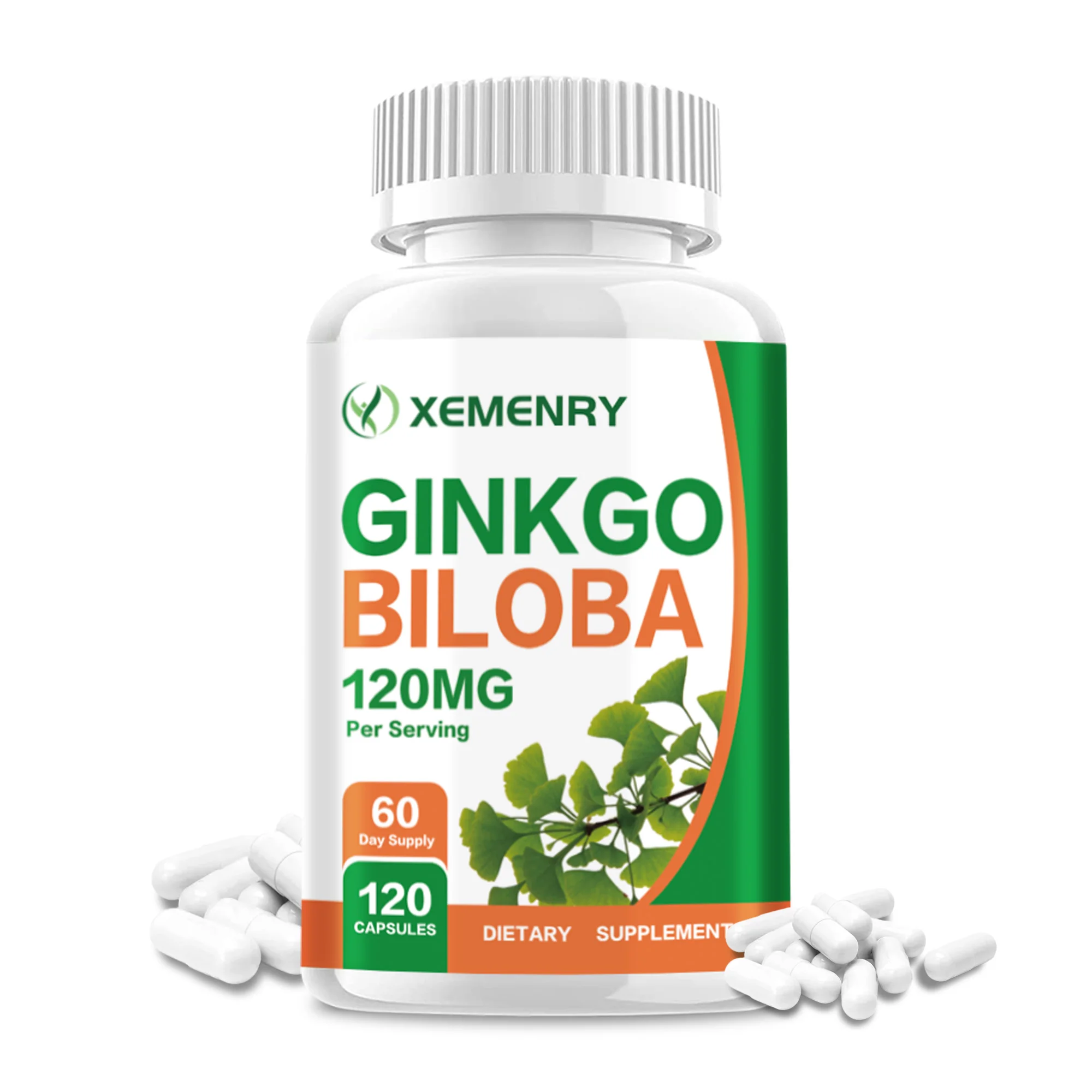 Ginkgo Biloba Capsules - Brain Health, Improving Concentration & Memory, Energy Boost - 120 Capsules