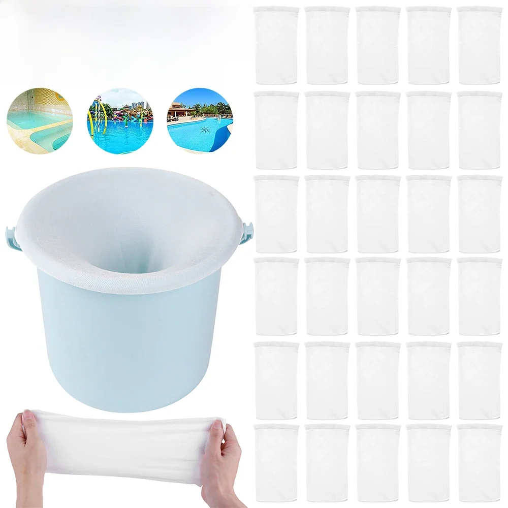 Chaussettes d'écumoire de piscine, filtre de piscine, panier d'écumoire, maille en nylon élastique, chaussettes de stockage de débris et de feuilles, 200-5 pièces