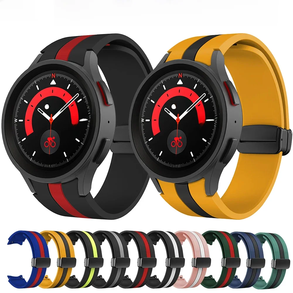 Silikon armband für Samsung Galaxy Uhr 5 Pro 45mm Galaxy Uhr 6 5 4 44mm 40mm Magnets chnalle Band
