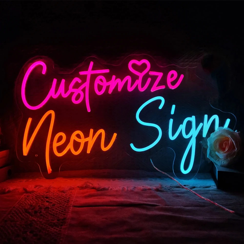 Custom Neon Sign Acrylic Personalized LED Neon Signs for Wall Decor Bedroom Wedding Birthday Gift Party Bar Shop Logo Decoration