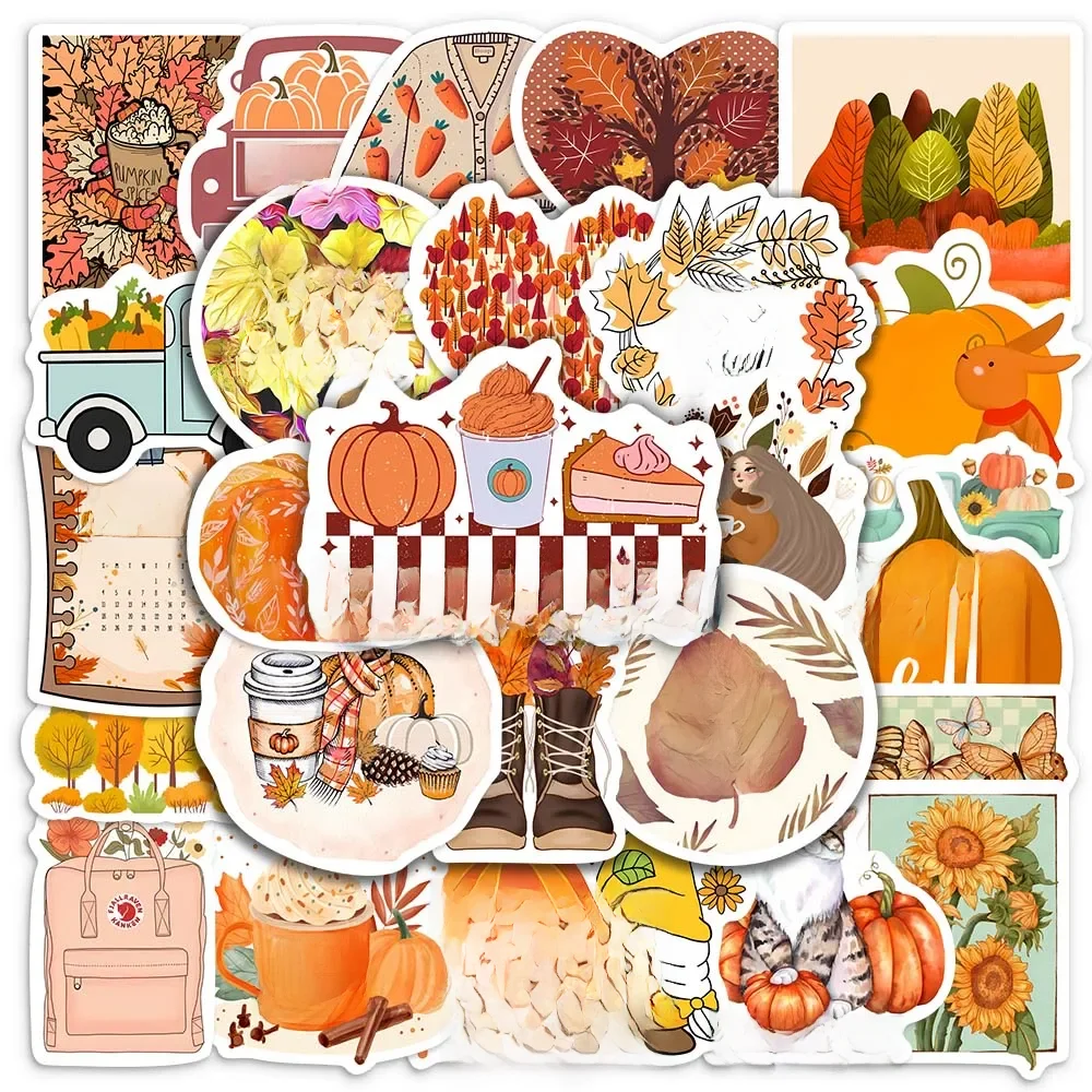 Herbst Aufkleber Tiere Blätter Kürbisse Pflanzen Kleidung Abziehbilder DIY Skateboard Laptop Gepäck