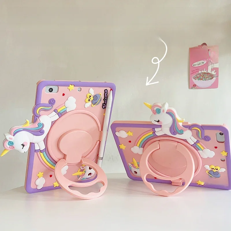 Cartoon Unicorn Kids Bubble Funda Case iPad 10.9 10th 10.2 9 8 7th Gen Case Kids Cover for iPad Air 1 2 3 4 5 Pro 11 2022 2021