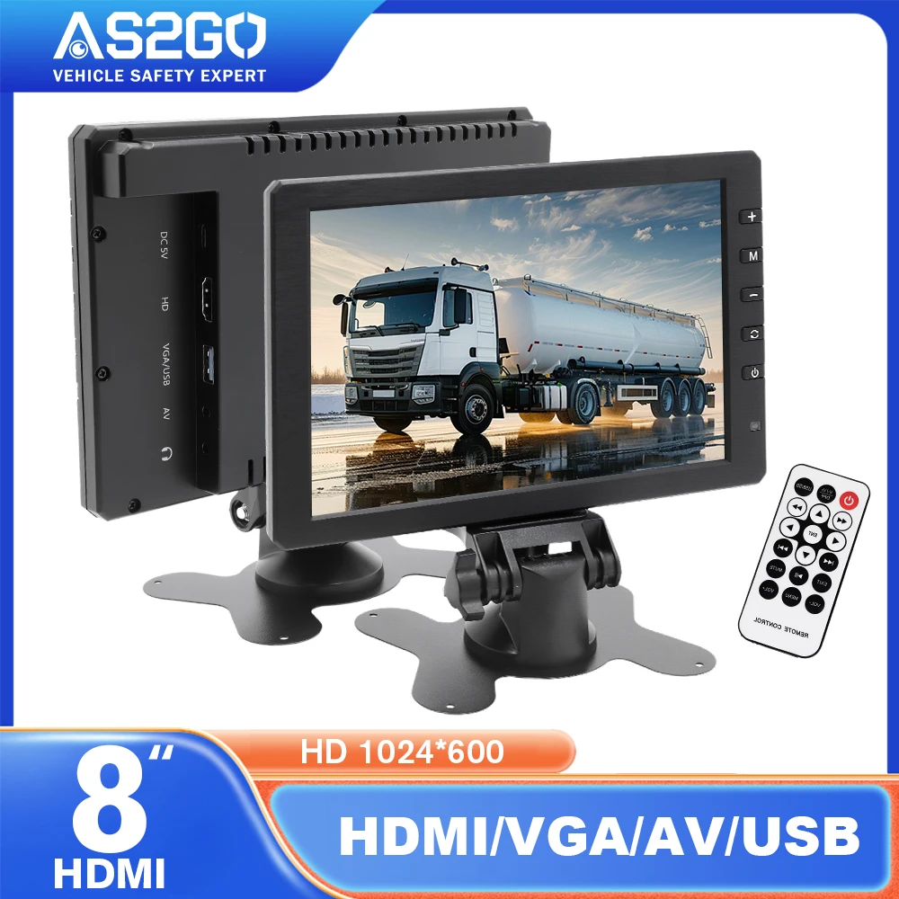 8 Inch Digital CCTV Security Monitor HD 1280x800 TFT LED Display Speaker Remote HDMI VGA AV USB for Home Surveillance Car Backup
