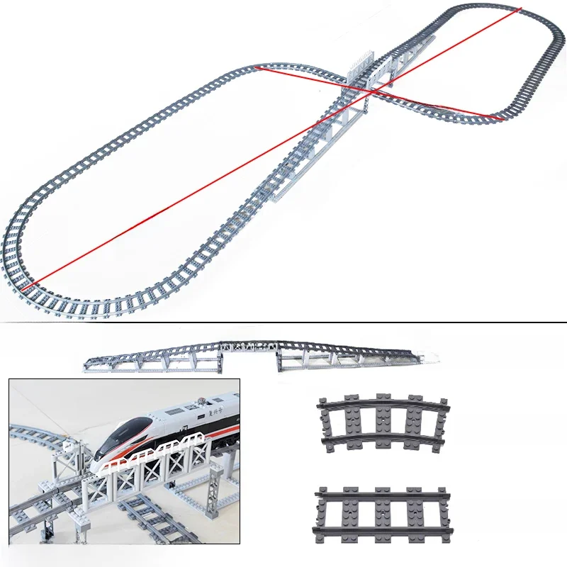 MOC Creatieve Expert Ideeën Stadstrein Tracks Rechte Gebogen Schakelaar Kruisingen Rails Bricks Bouwstenen DIY Speelgoed voor kinderen cadeau - afbeelding 2