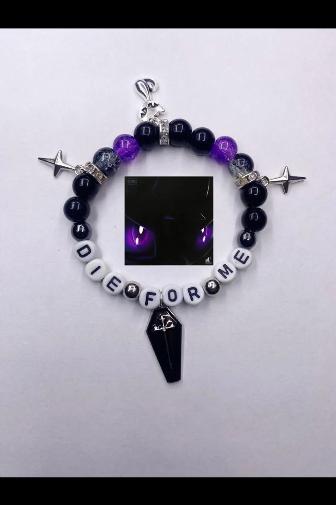 Handmade chase Atlantic d1e for me lost in heaven inspired bracelet|with gothic cat and casket charms the nbhd theweeknd