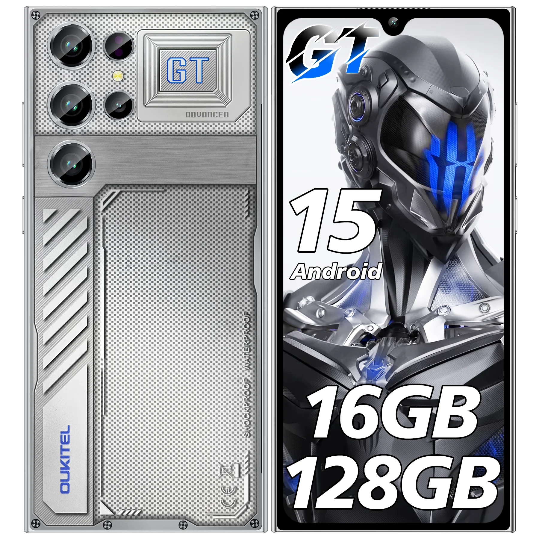 Téléphone portable débloqué OUKITEL C61 GT, écran 6,88 pouces, 16 Go + 128 Go/TF 1 To, batterie 5150 mAh, appareil photo 13 MP, 4G Dual