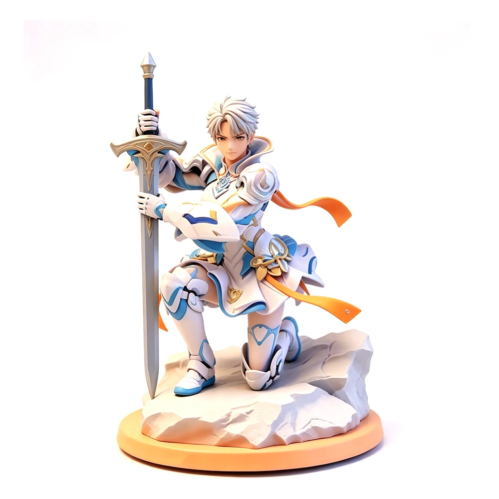 Custom 3D Printing Service: Pink-and-Purple Armor Female Warrior Anime Figure Model – Rapid Prototyping