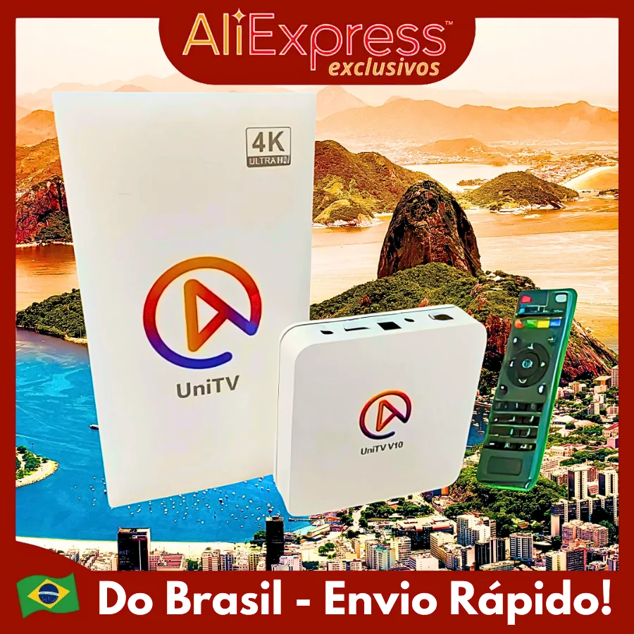 Loja Brasileira UNITV V10 Aparelho Conversor de Smart Tv Box Android 11 WiFi Assista Filmes Séries Desenhos e Canais em 1 Lugar