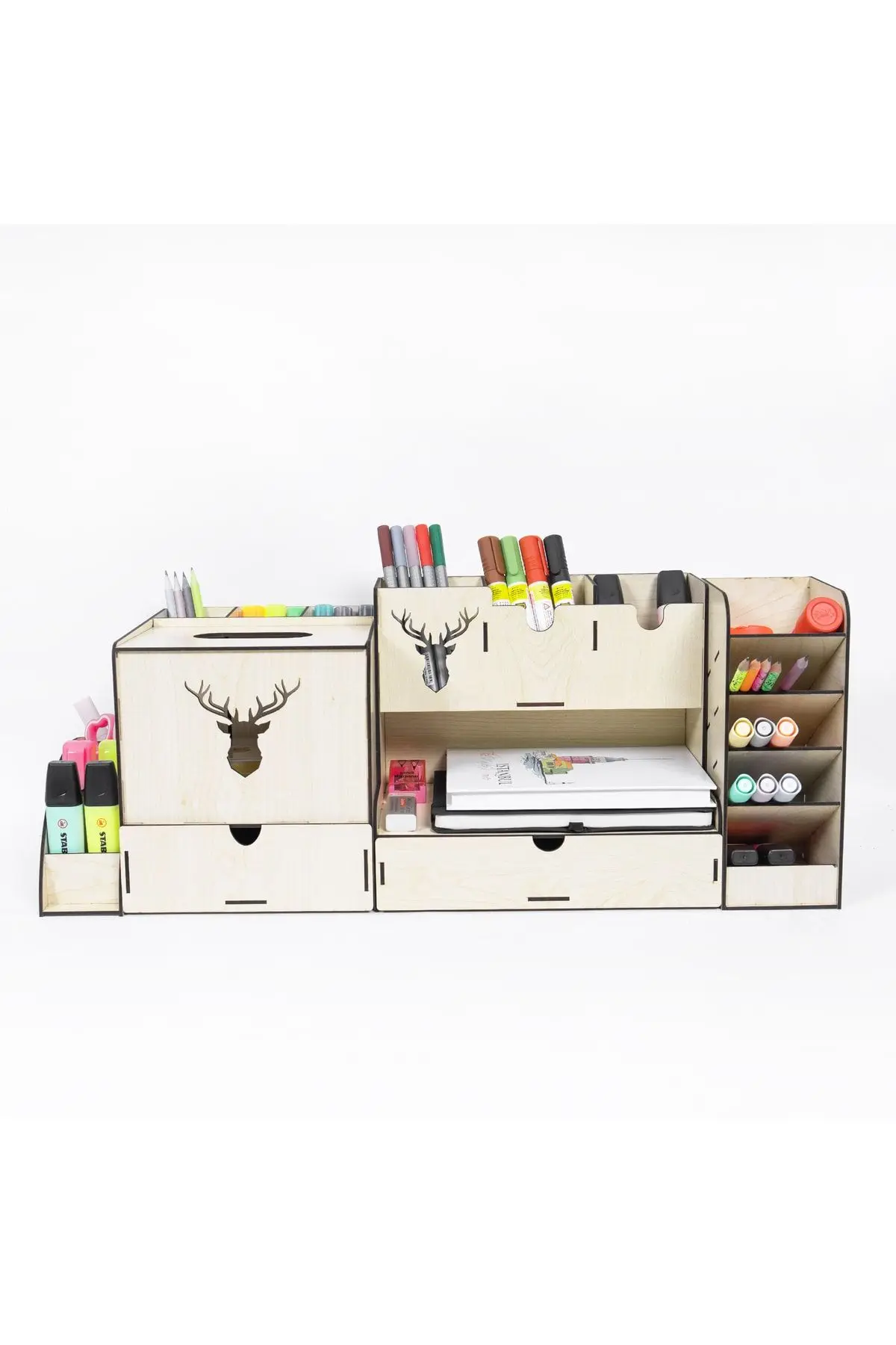 

Desktop Deer Organizer Pen Holder Set 4 Piece Supplies Storage Rack Pen Holder Assembled Desk Pen Holder Organizer Document File