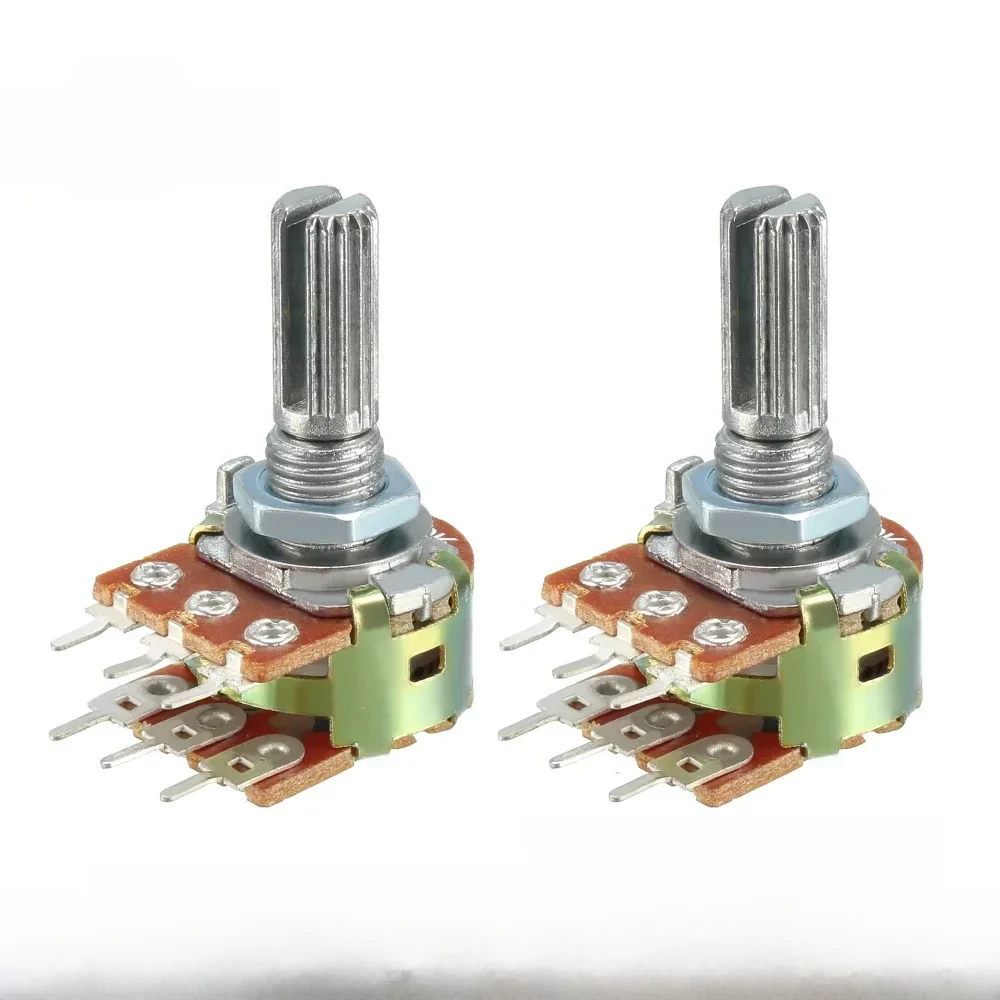 Nowy 5szt WH148 20MM 6Pin Podwójny potencjometr B1K B2K B5K B10K B20K B50K B100K B250K B1M Ohm Zmienny obrotowy rezystor węglowy — zdjęcie 2