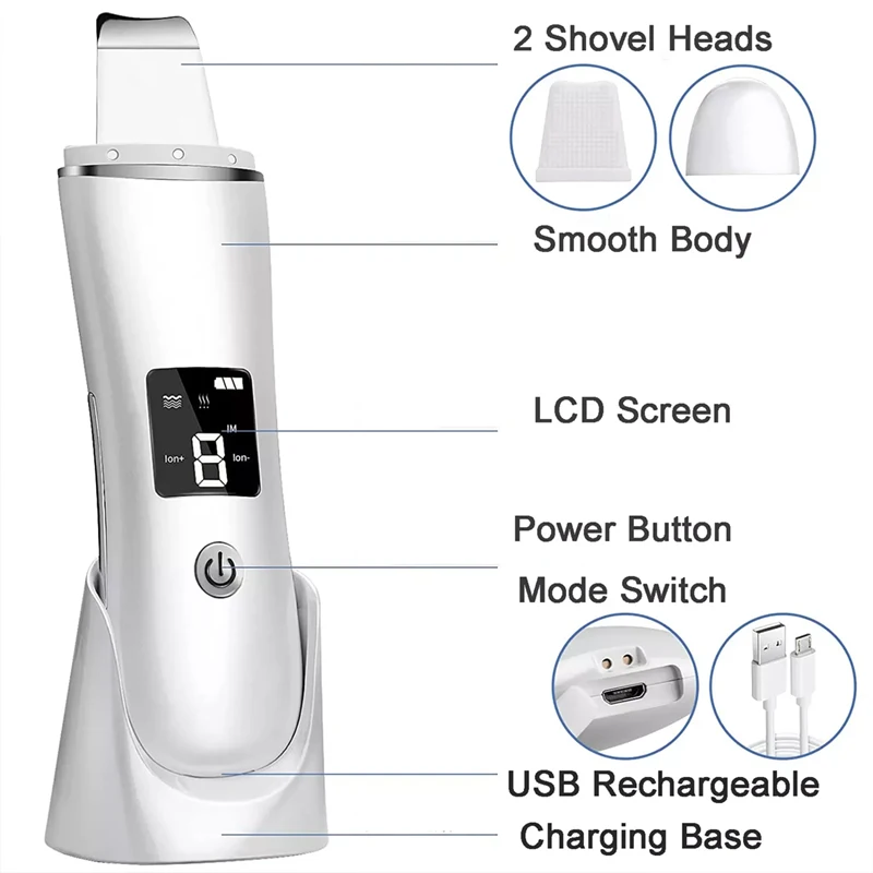 home use Sonic Vibration Electric Acne Treatment blackhead removal Ultrasonic Skin Scrubber Peeling Machine