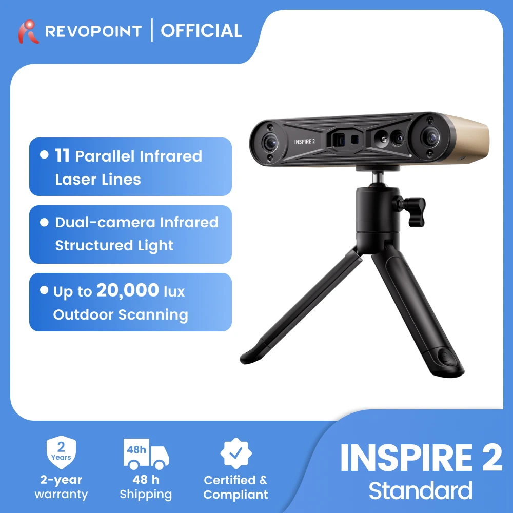Revopoint INSPIRE 2 3D Scanner For 3D Printer 0.05mm30fps Outdoor Scanner Wireless Infrared Laser Structured Light Handheld Scan