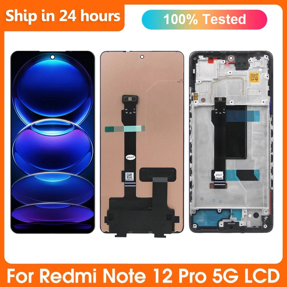 

6.67" LCD For Xiaomi Redmi Note 12 Pro 5G LCD Display with frame Digitizer For Redmi Note 12Pro‎ 5G 22101316C Screen Replacement