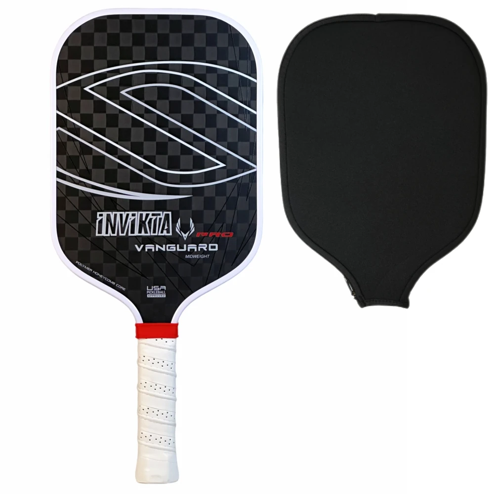 INVIKTA VANGUARD PRO 12K Paleta de Pickleball termoformada de fibra de carbono cruda Núcleo de panal de polímero de 16 mm Potencia aumentada, control