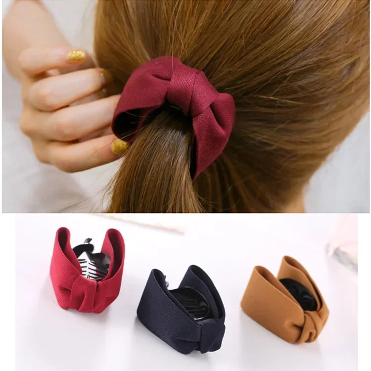 1PC moda damska Retro tkanina kokarda kucyk klamra bananowe pazury spinki do włosów Barrettes akcesoria do włosów — zdjęcie 2