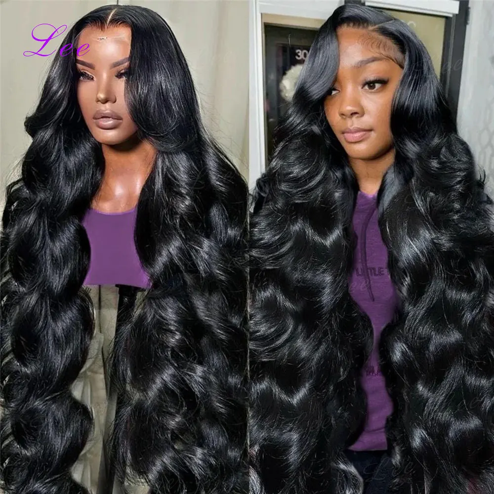 Perruque de cheveux humains Body Wave de 30 pouces avec dentelle frontale 13x6 HD transparente, perruques de cheveux humains Wet and Wavy brésiliens noirs naturels
