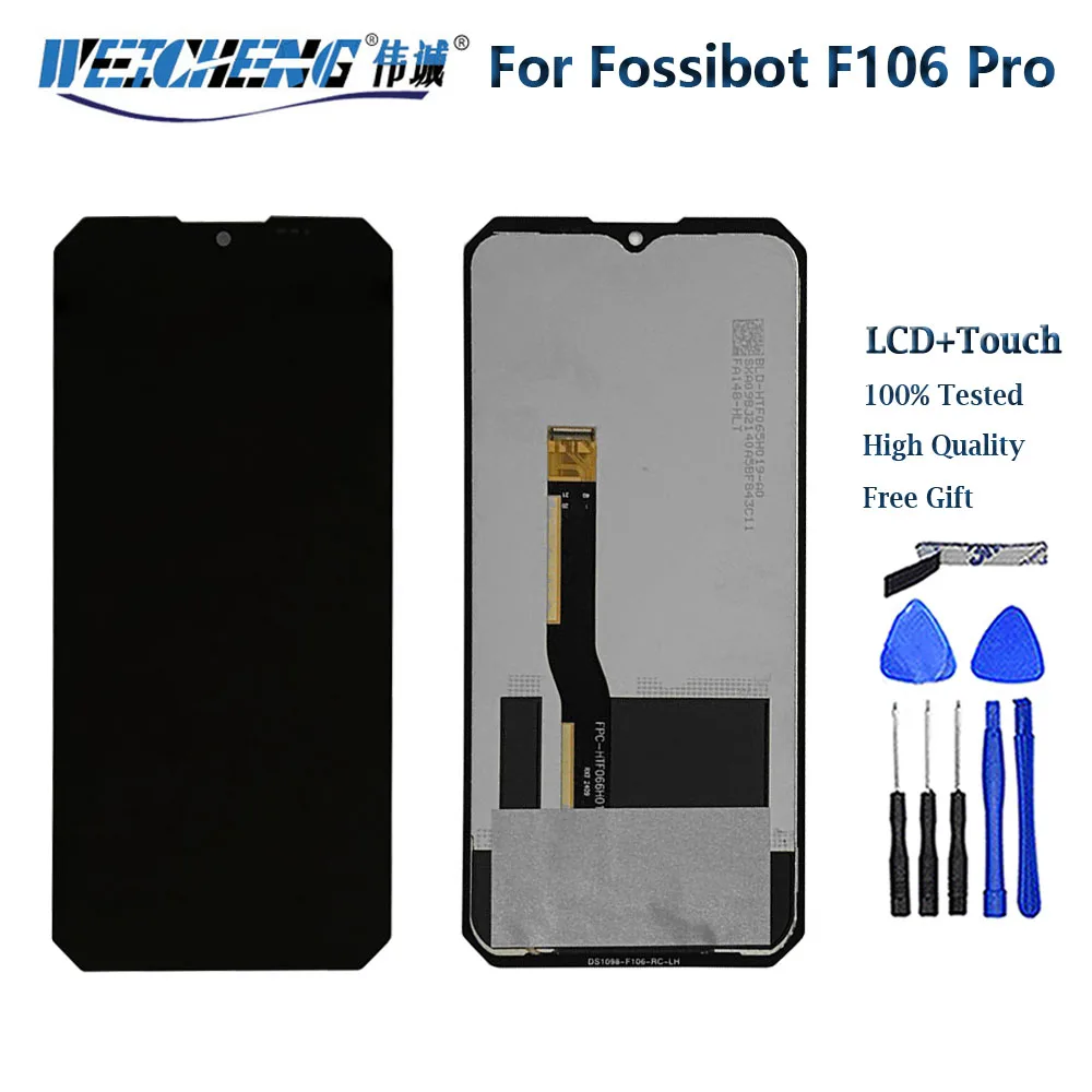 Original testado para fosibot f106 pro display lcd montagem da tela de toque digitador substituição f 106 parte do telefone tela lcd