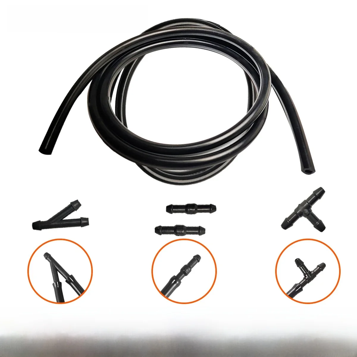 Buse de lave-glace universelle 1M 2M 3M 4M, tuyau de tuyau, pompe de phare de fenêtre avant, pièces de voiture avec connecteur T Y droit