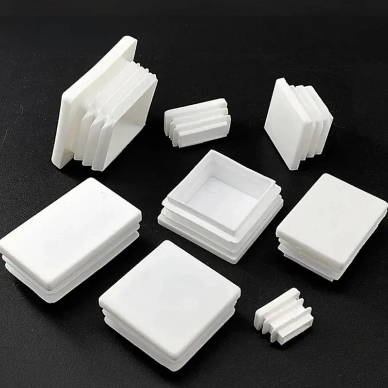 White Square Plugs Pipe Tube Cap Plastic Tubing End Cap Insert Blanking Stopper Rectangle Dust Cover13x13mm-100x100mm