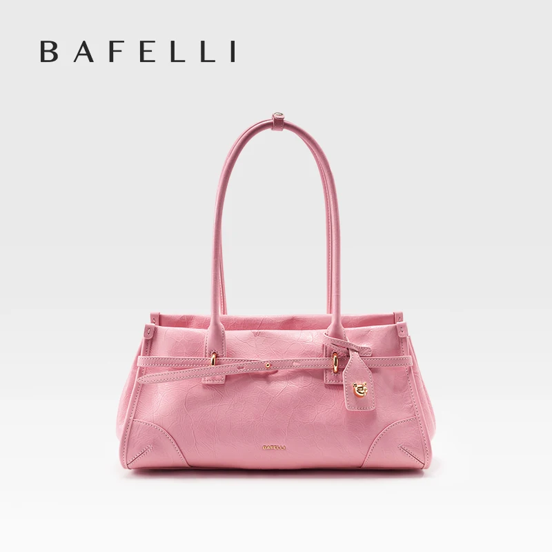 

Pink Saffiano Leather Crossbody - 2025 Summer Tote with Chain Strap Faux Leather Satchel for Commuting & Travel