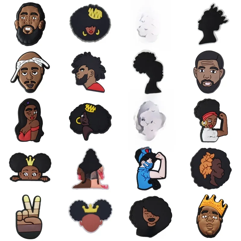 Breloques de chaussures noires pour filles, accessoires Crocs, épingles, breloques de chaussures, sabots pour femmes, décoration de jean, Badge, accessoires de chaussures, cadeaux de noël