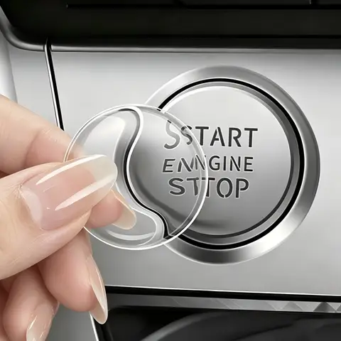 Crystal Transparent Protective Sticker for Car Ignition Switch Button, Suitable for Start/Stop Button Protection Sticker