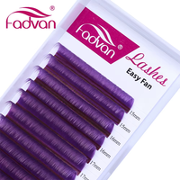Fadvan Coloured False Eyelashes Green/Purple/Red/Blue Easy Smudge Makeup Eyelash Hybrid Long 8-14mm/15-20mm Eyelash Extensions