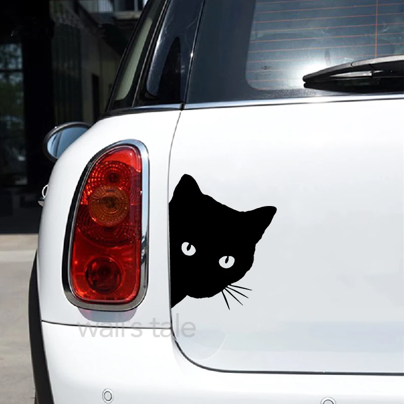 Peeking Cat Vinyl Sticker Car Bumper Window Decals , Funny Cute Cat Peekers Decal Laptop Phone Decorative Removable Stickers