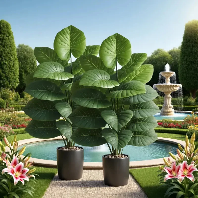 Paquete de 2 Árboles Artificiales de Ficus Lyrata - Planta Artificial Grande de 90 cm en Maceta, Hojas Tropicales Realistas, Decoración para Hogar, Oficina y Sala de Estar