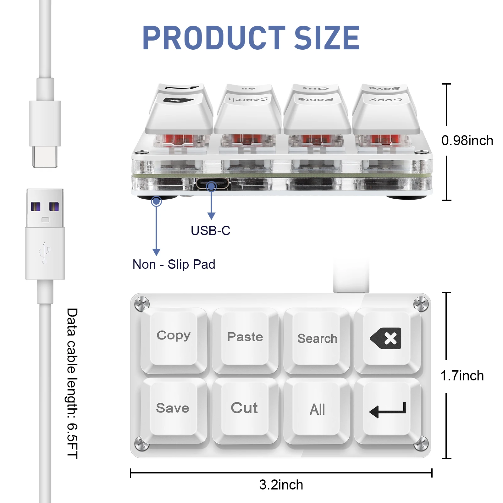 SAYODEVICE 8 Klawiszy Mini Klawiatura Skrótów Klawiszowych do Pracy w Biurze Makro Klawiatura do Gier Rhythm OSU Klawiatura Gamingowa USB Przewodowa z Możliwością Wymiany Przełączników Podczas Użytkowania — zdjęcie produktu 6