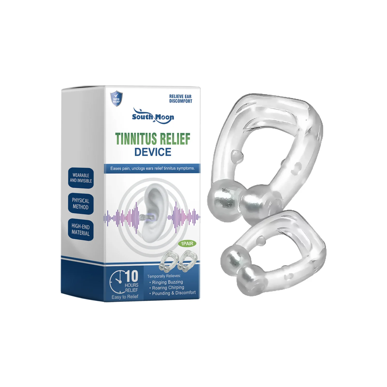South Moon Tinnitus Clip Ear Ringing Calming Relief Improve Listen Relieve Deaf Ear Pressure Stopper Portable Anti Tinnitus Clip