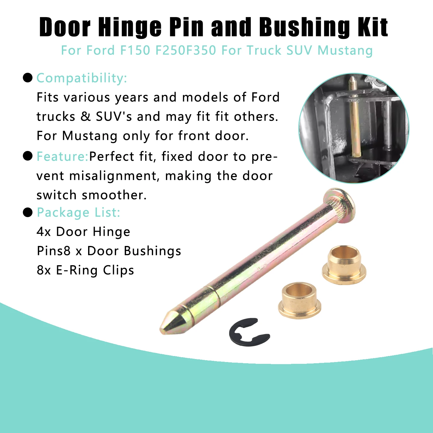 Door Hinge Roller Pin Door Hinge Pin and Bushing Kit Hinge for Ford F150 F250 F350 Car Accessories view 5