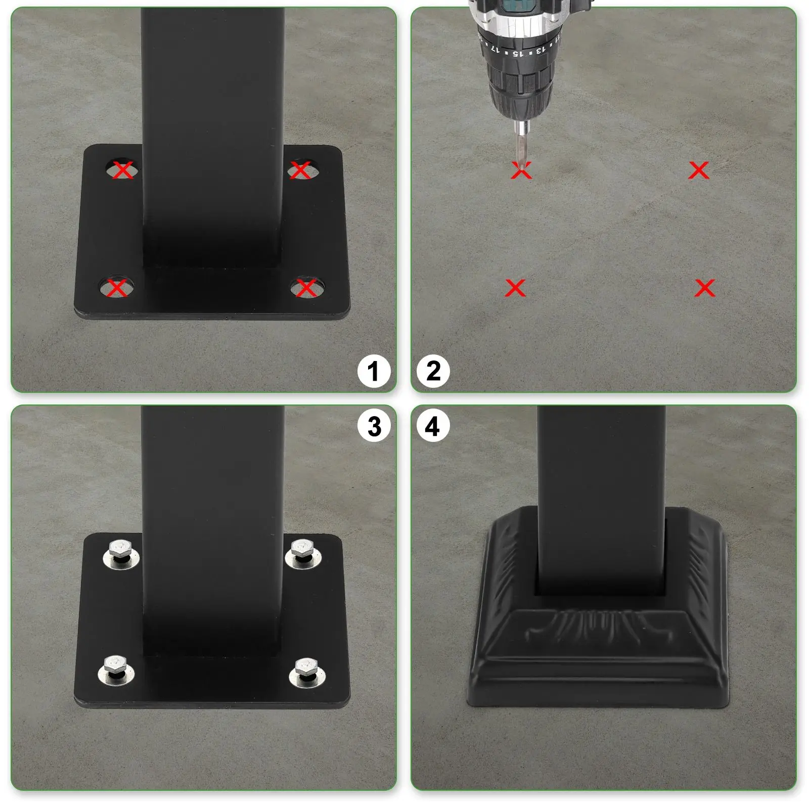 Corrimano per scale da esterno per 1 a 4 gradini Kit corrimano transitorio in acciaio al carbonio Ringhiera di sicurezza per anziani nel patio del portico