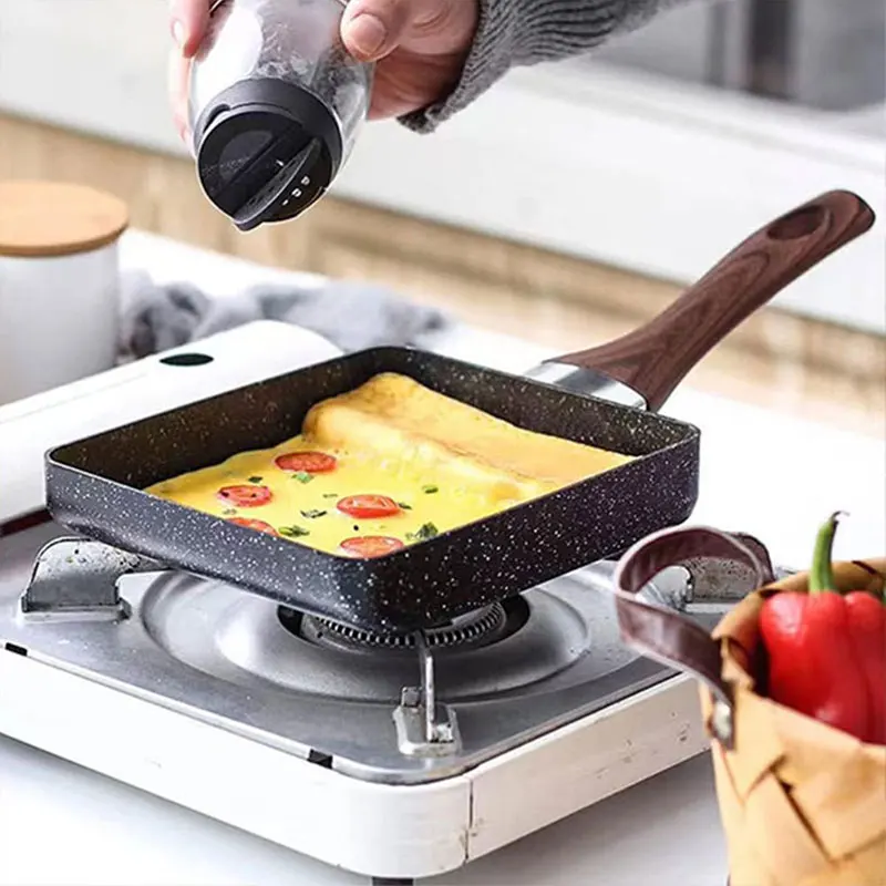 Tamagoyaki Japanische Omelettpfanne, antihaftbeschichtete Eierpfanne, rechteckige Tamago-Pfanne, kleine Eierpfanne mit Kochutensilien – Detail 6