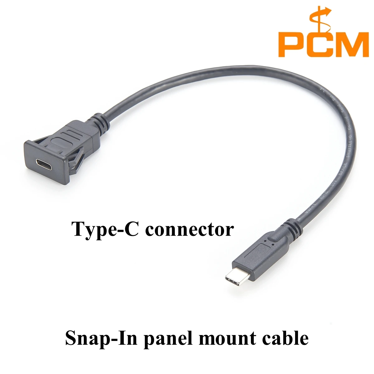 USB 3.1 Type-C female Snap-In panel mount connector to male extension cable,front mounting,Rear disassembly,quick locking