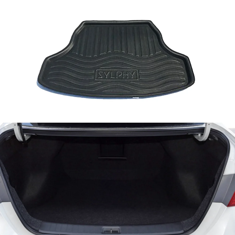 Car Rear Trunk Mat for Nissan Sentra SR B17 SV Sylphy 2013~2019 2014 Rug Luggage Cover Tray Panel Pad Liner Custom Accessories