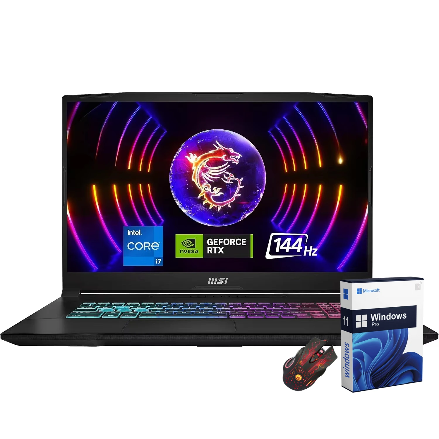 MSI Katana-ordenador portátil para juegos de 17,3 ", Intel Core i7-13620H,GeForce RTX, 4060,64GB de RAM,4TB SSD,Windows 11 Pro, con ratón para juegos