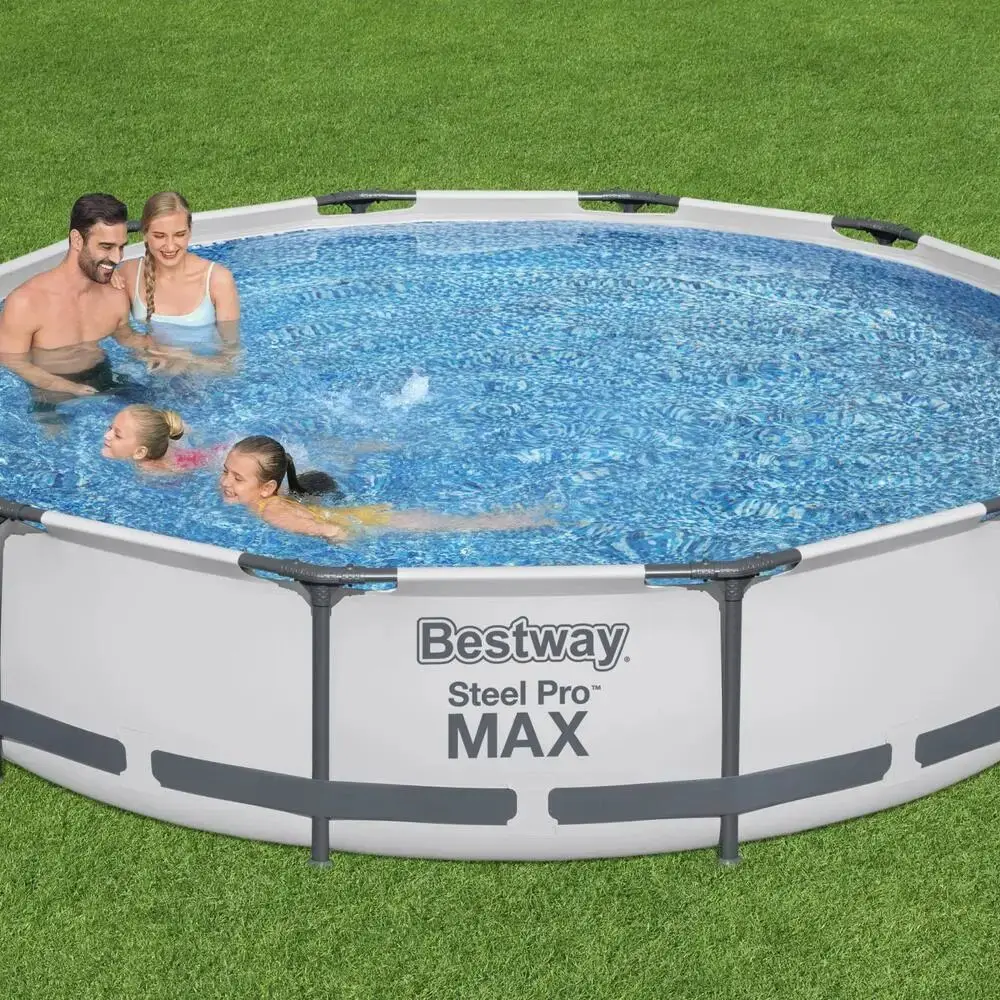 Best Way Steel Promax prefabricated Round Pillar Frame Strateper 366x76cm Family Swimming Pool Pool long outdoor yard garden ground 56416