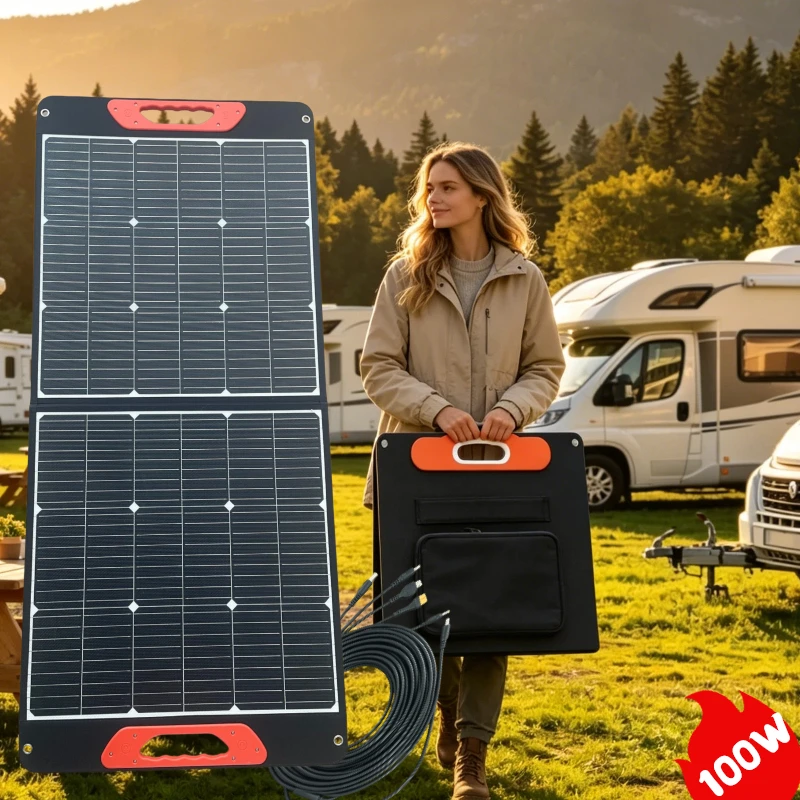 Module solaire monocristallin de 100 watts, panneau solaire, générateur solaire, module photovoltaïque, système solaire pour le camping, le jardin, la caravane, le camping-car