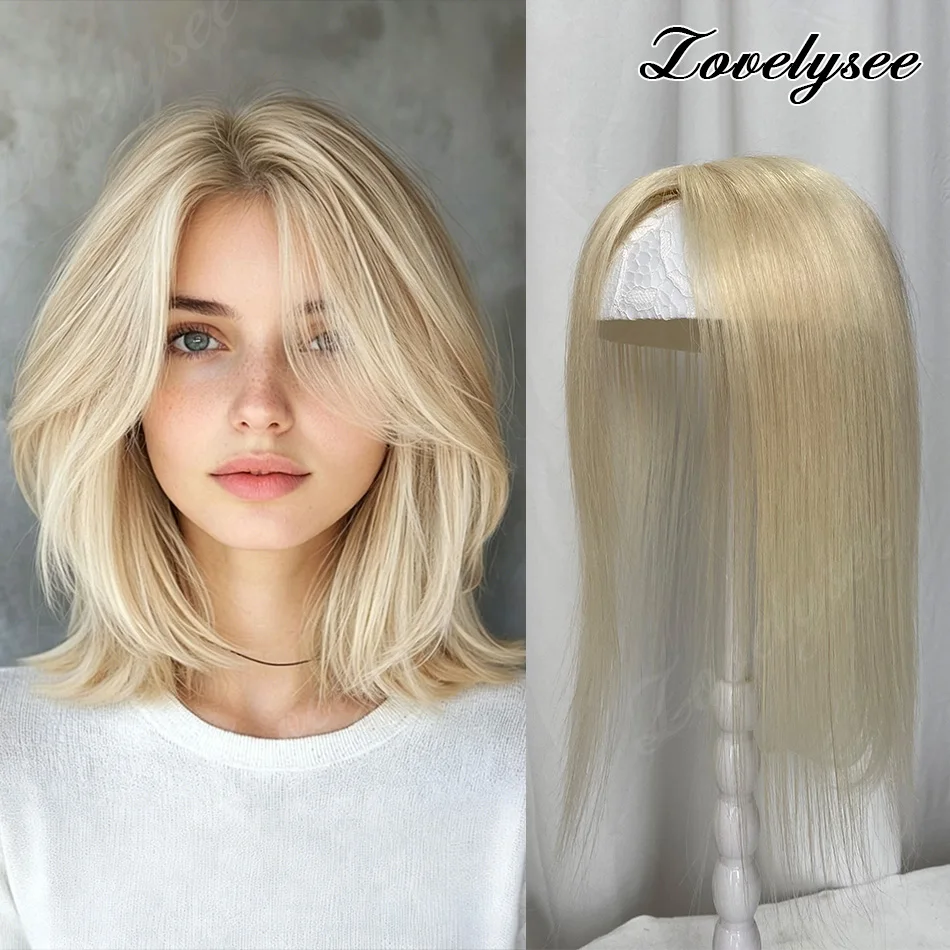 

30Cm Virgin Human Hair Topper For Women 7*11cm Injected Pu Base Hairpart Straight Seamless 3 Clips Breathable Toppers Hair Piece