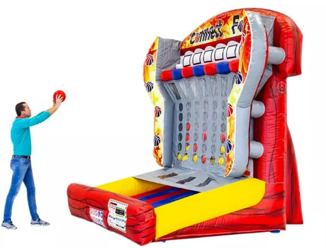 

Commerical Outdoor Sports Carnival Inflatable Basketball Connect 4 Sports Games Inflatable Basketball Shooting Game With Blower