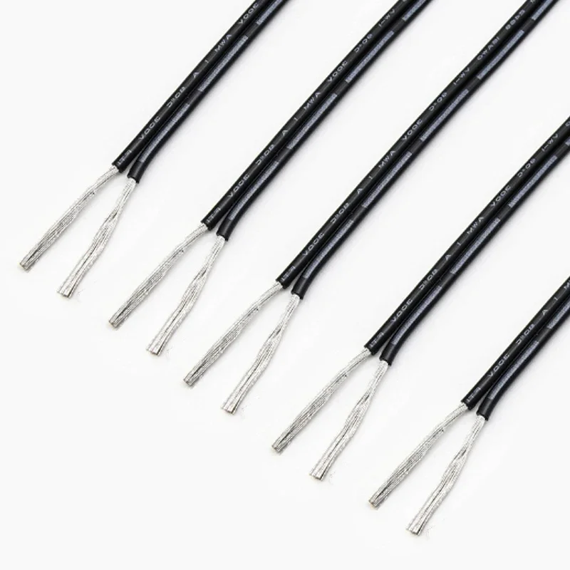 Fils électriques à 2 broches en cuivre étamé, câble d'extension isolé en PVC LED 28 26 24 22 20 18 16, calibre AWG pour lumière LED