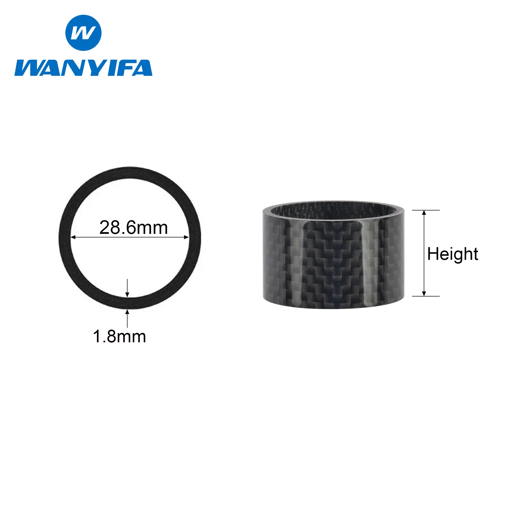 Wanyifa Gloss Carbon Fiber Bike Headset Spacer Lightweight Bicycle Fork Gasket Washers 5/10/15/20/25/3035/40/45/50/55.../200mm