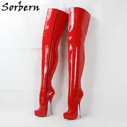 Sorbern Sexy fetysz balet buty Unisex platforma krocza zakolanówki Drag Queen Crossdresser Bdsm niestandardowe nogi wał nogi Widtd