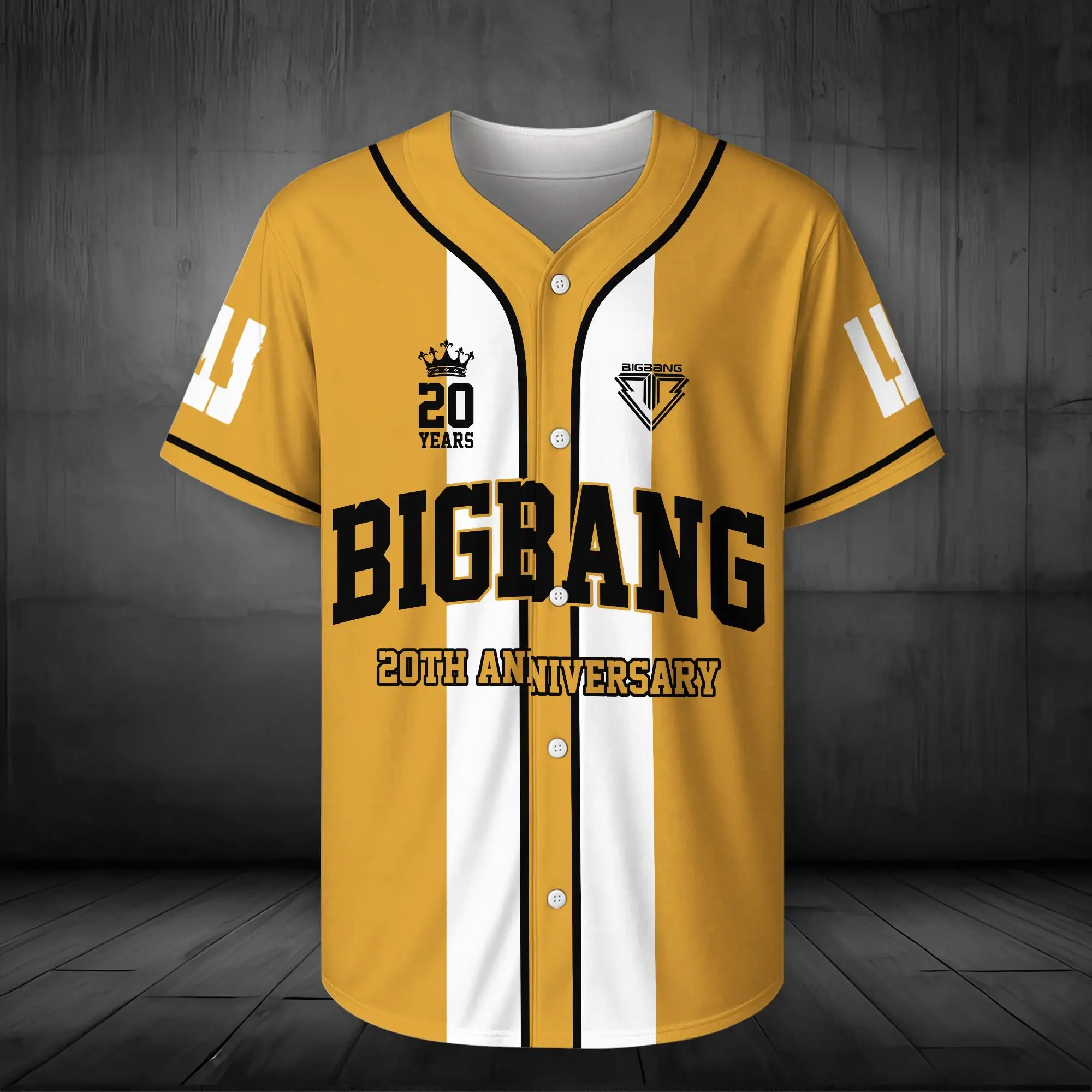 Bigbang 20th Anniversary World Tour Baseball Jersey Men Women Hip Hop Short Sleeve Button Down Tshirt Kpop Fans Concert Tee Top