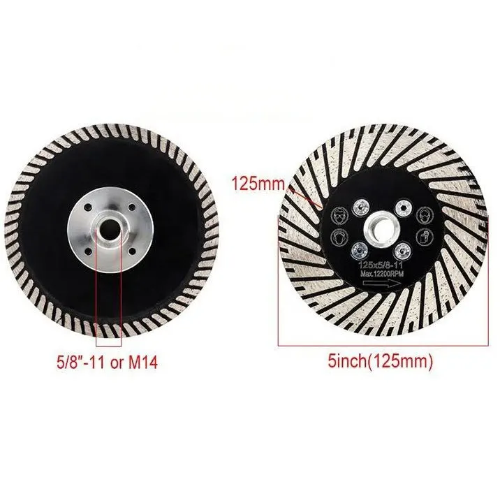 125mm Flange Diamond Cutting Blades Tool Turbo Segmented Stone 5 Inch Diamond Grinding Cutting Discs for Granite Sandstone