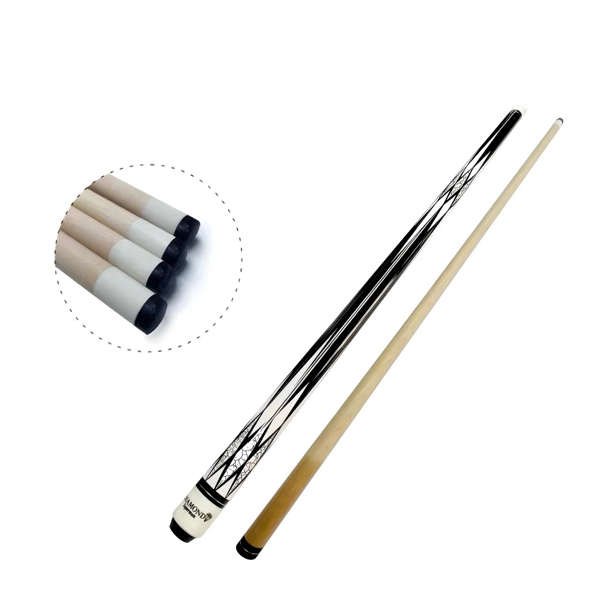 White Wood Large Tip Pool Cue Stick 145cm,Billiards stick 13mm, double section bipartite, suitable for black eight American nine